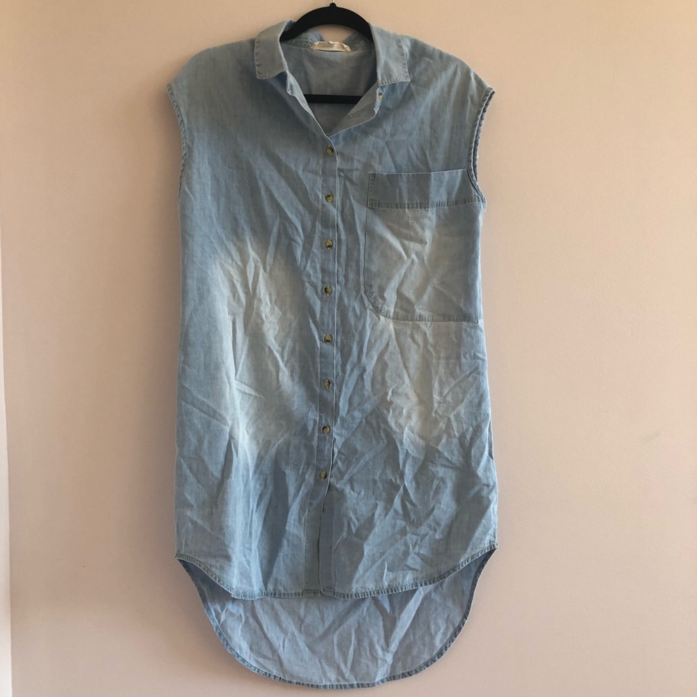 High low chambray shirt dress